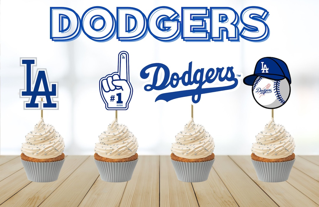 Los Angeles Dodgers Cupcake Toppers, MLB Dodgers Baseball Cake Topper, Dodgers Birthday Party