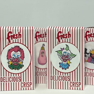 Killer Klowns from Outer Space Birthday Party favors, custom popcorn boxes, scary movie birthday, horror movie birthday, Halloween party fav