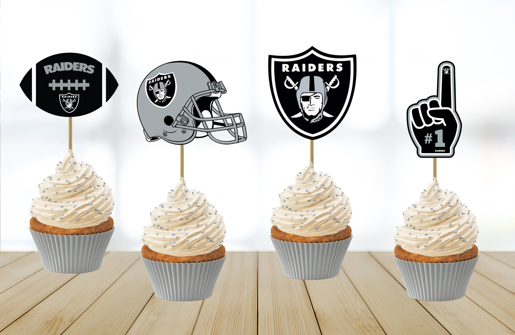  Las-Vegas Raiders Party Decorations,Birthday Party Supplies For  Football Raiders Party Supplies Includes Banner - Cake Topper - 12 Cupcake  Toppers - 18 Balloons : Toys & Games