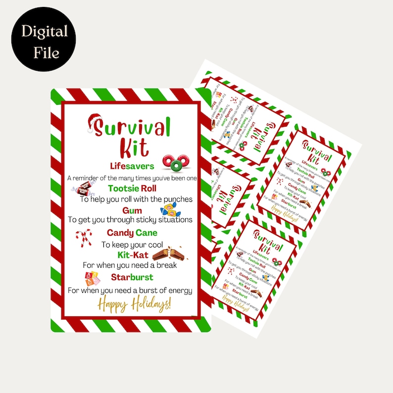 Printable Staff Survival Kit Digital Download Gift Tag Teacher Etsy