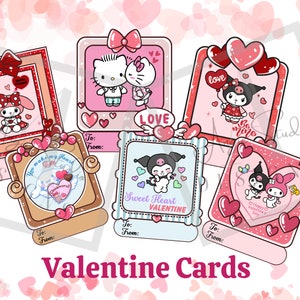 Tarjetas de San Valentín impresas con gatitos, tarjetas de San Valentín impresas, tarjetas de San Valentín para la escuela, tarjetas de San Valentín para niñas