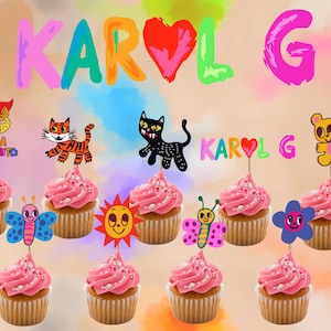 Karol G Cupcake Toppers, Manana sera Bonito Cupcake toppers, Karol G Birthday Party, Karol G party, Bichota Party, Karol G Party favors
