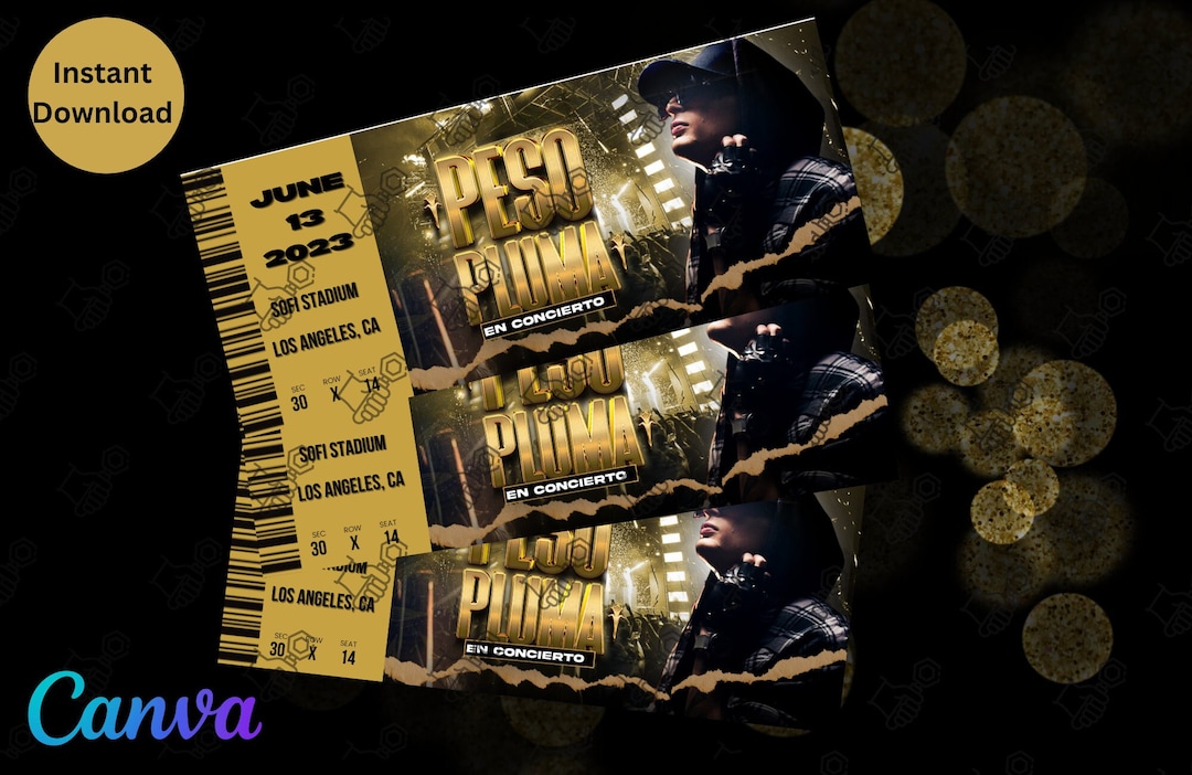 Peso Pluma Concert Ticket, Editable Concert Ticket, Peso Pluma Birthday