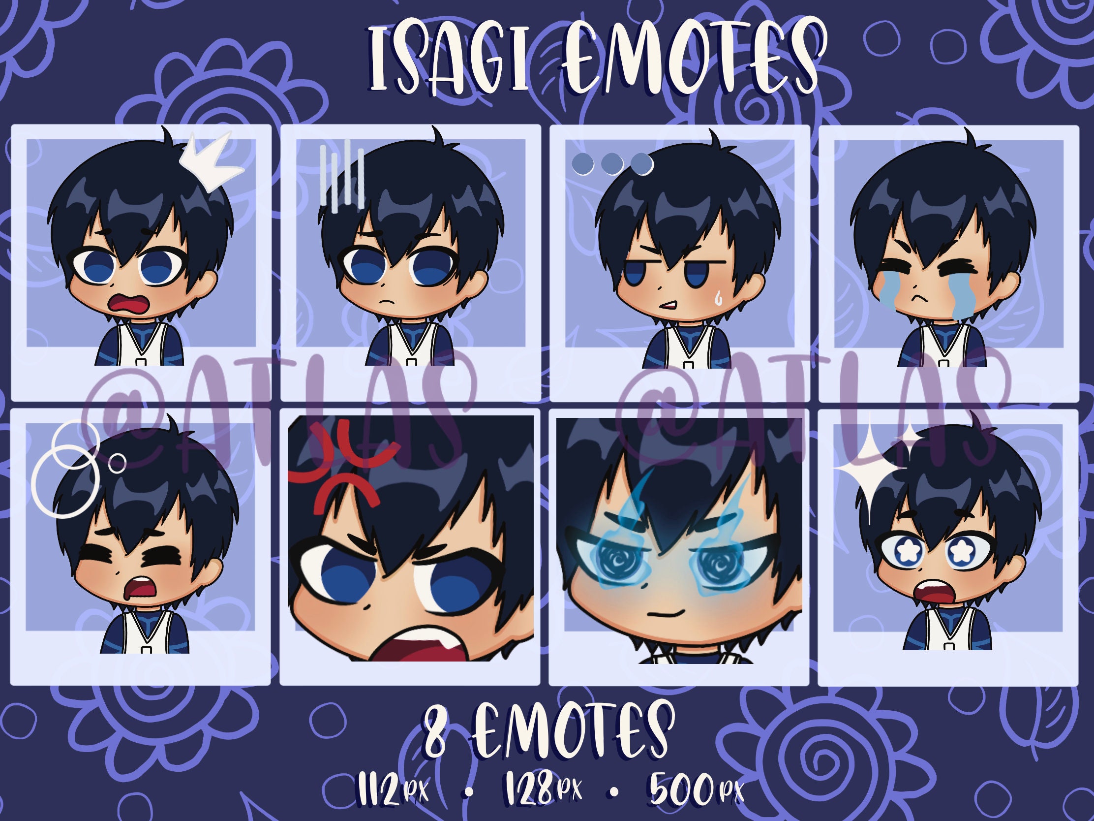 8 Isagi Emotes! | Twitch, Youtube, Discord, Streaming..! | Blue Lock Inspired | Soccer Anime