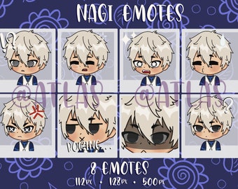 8 Nagi Emotes! | Twitch, Youtube, Discord, Streaming..! | Blue Lock Inspired | Soccer Anime