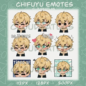 9 Chifuyu Emotes! | Twitch, Youtube, Discord, Streaming..! | TR Inspired