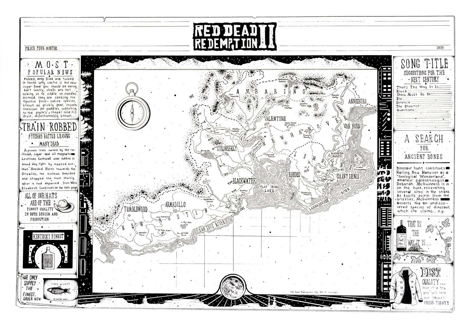 Hand Drawn Red Dead Redemption Map - Etsy UK