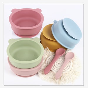 Silicone Suction Baby Bowl & Spoon Set: Toddler Feeding