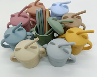 Silicone Sippy Cup: Baby & Toddler Training Cup with Straw