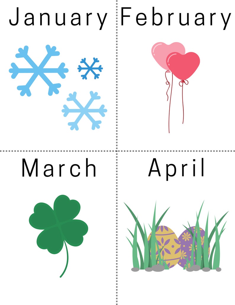 Month Flashcards Printable Flash Cards Preschool - Etsy