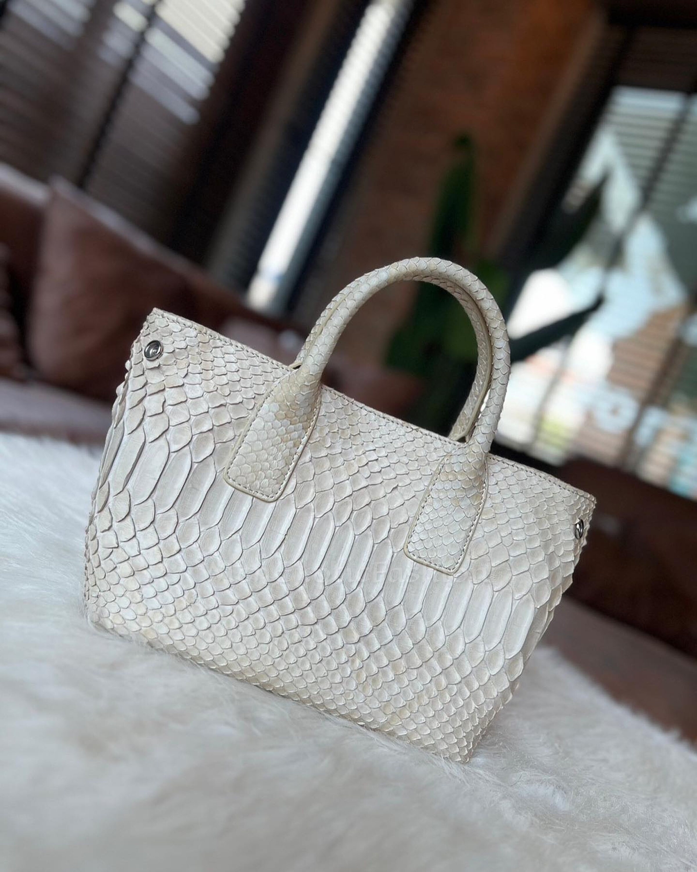 White Exotic Genuine Python Top Handle Bag, Leather Bag, Snake Skin Bag Etsy