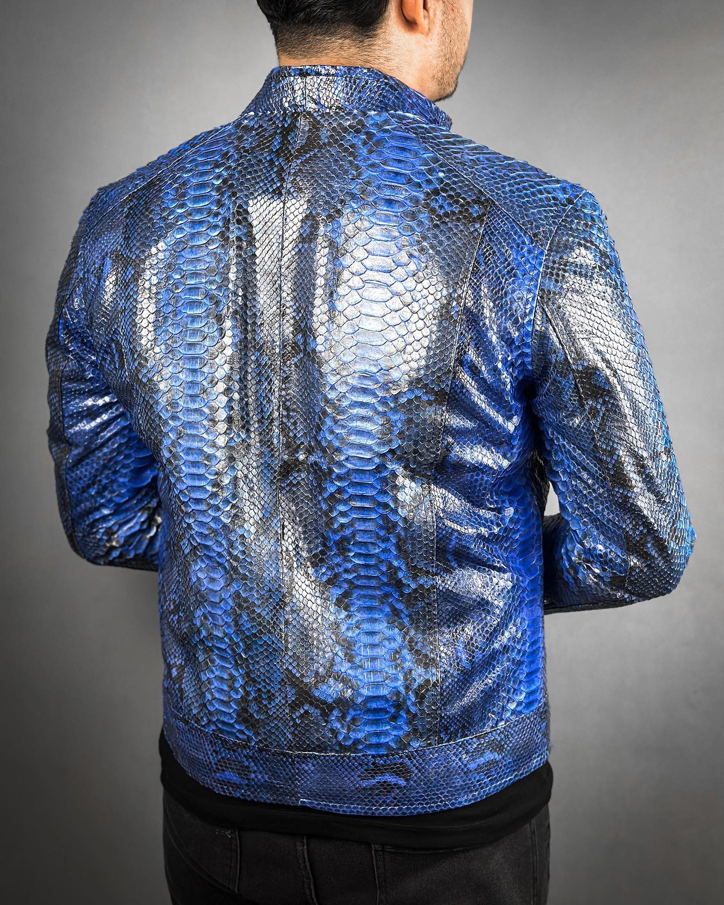 Blue Exotic Genuine Python Jacket Snake Skin Jacket Genuine Python ...
