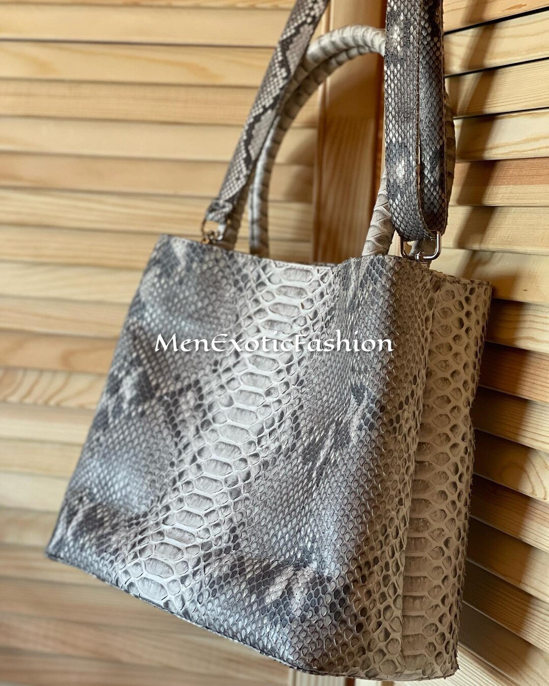 Gray Exotic Genuine Python Top Handle Bag, Leather Bag, Snake Skin Bag Etsy