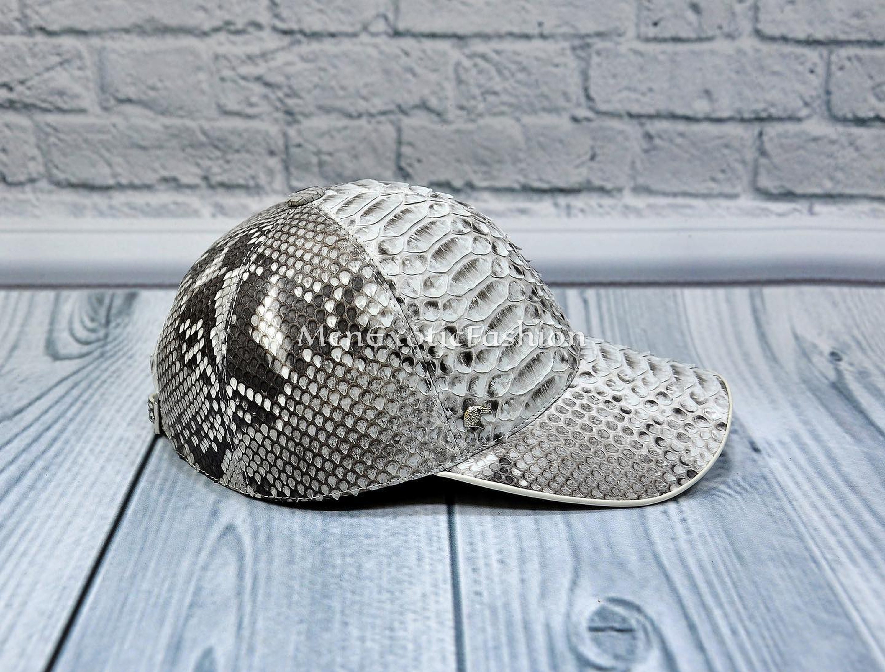 White Exotic Genuine Python Caps, Python Hats - Etsy