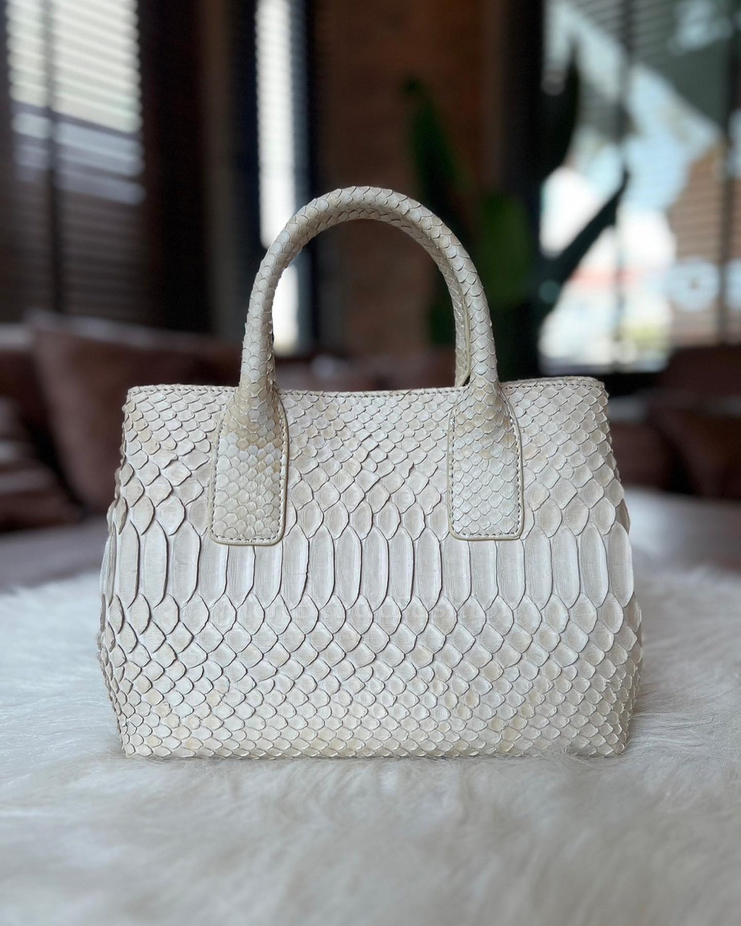 White Exotic Genuine Python Top Handle Bag, Leather Bag, Snake Skin Bag Etsy