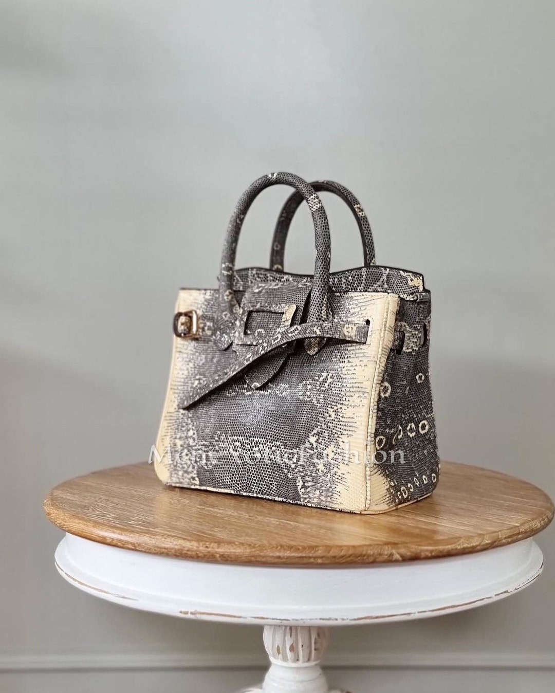 Gray Exotic Genuine Lizard Top Handle Bag, Leather Bag, Lizard Skin Bag ...