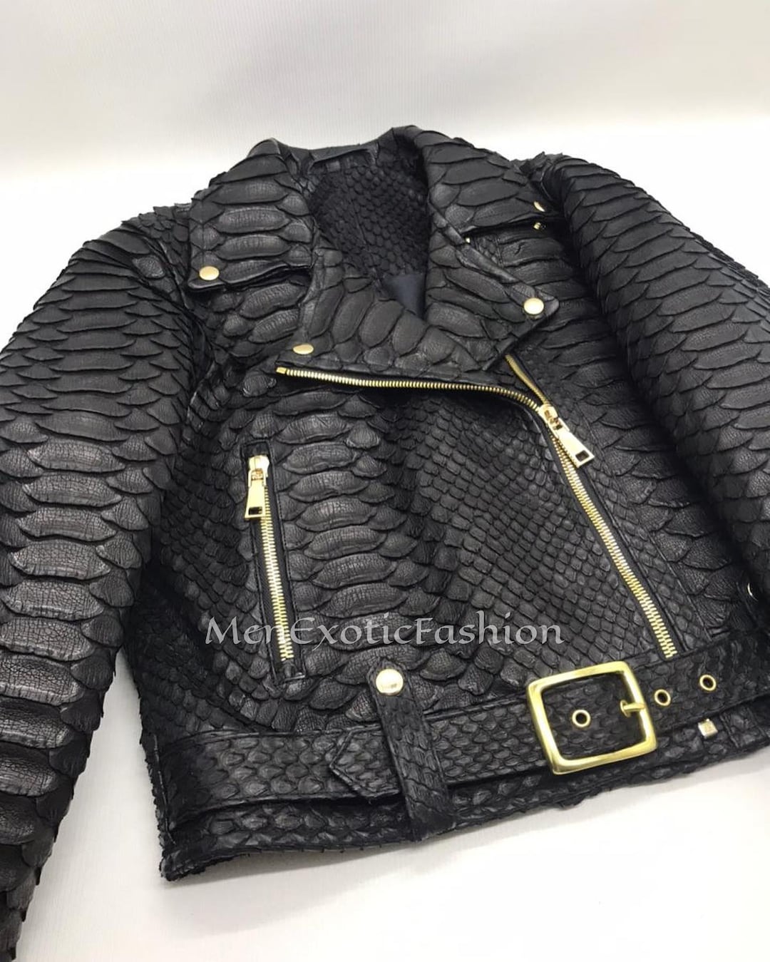Black Exotic Genuine Python Jacket, Python Jacket, Snake Skin Jacket ...
