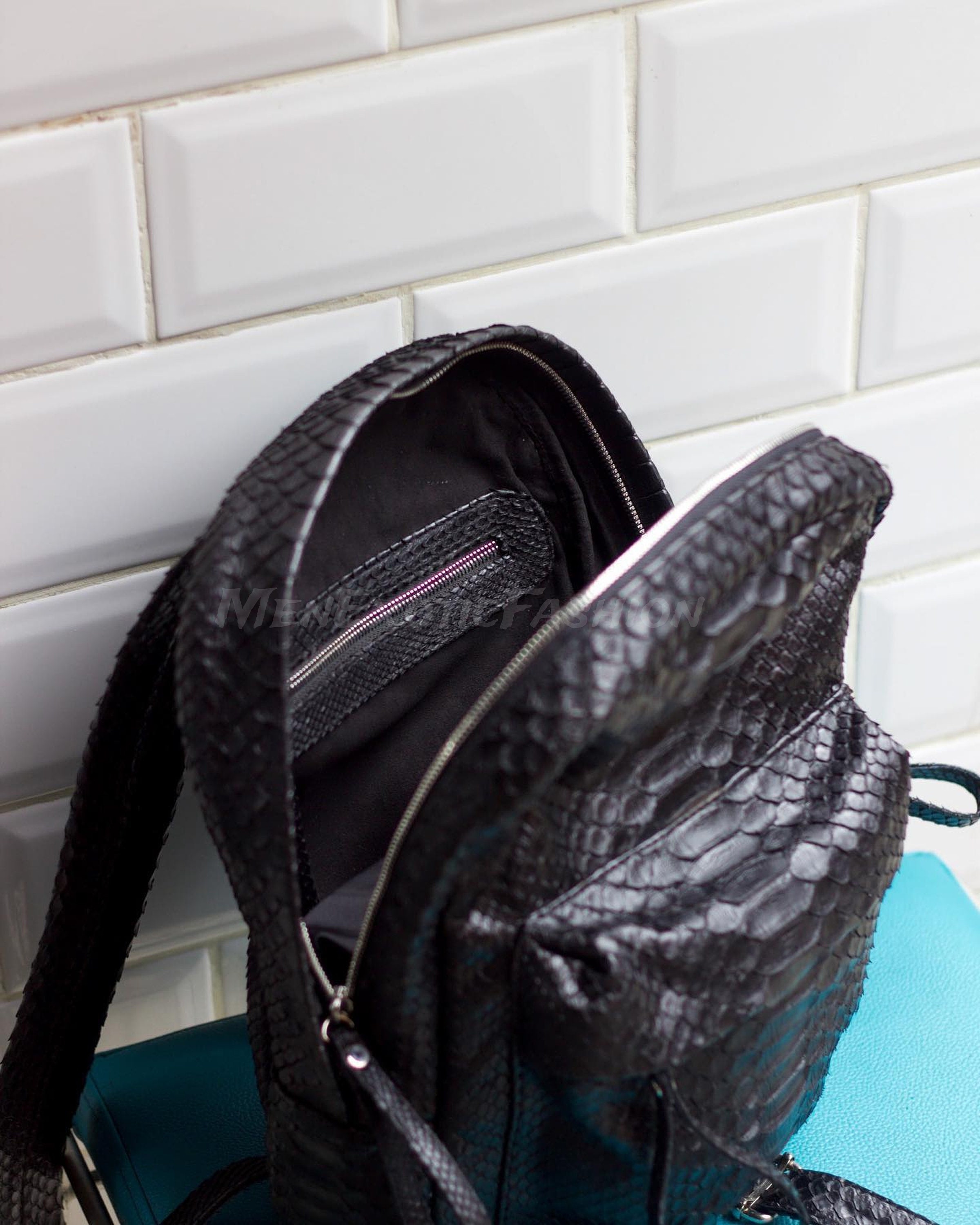 Dragon Black Exotic Genuine Python Backpack King Snake Skin Backpack ...