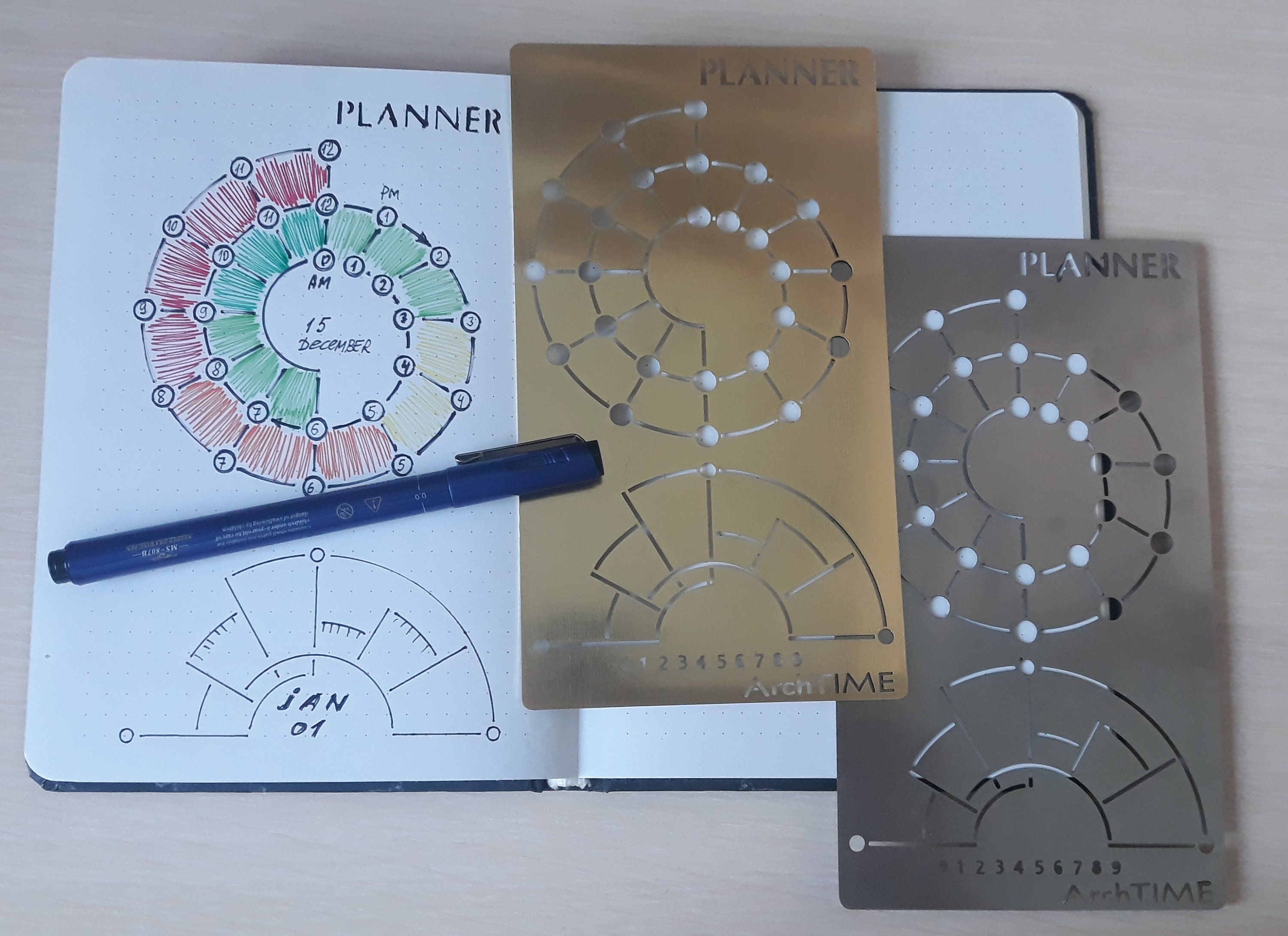 Time Spiral Bullet Journaling Stencil Creates Time Tracking and Time  Management Layouts Quickly and Easily. Get It Over Here. 