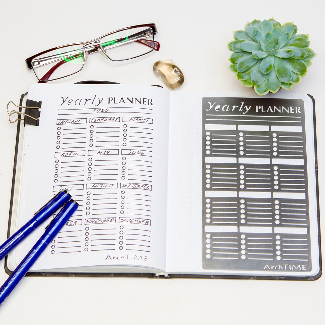 Planner Stencil, Bullet Journal Stencil, Yearly Planner, Planner ...