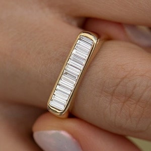 Channel Setting Ring, 9*7MM Emerald Cut CZ Diamond Ring