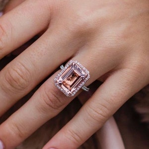 Braun Smaragdschliff Diamant Halo Brautjungfer Ehering | Party Wear Sterling Silber Schmuck für sie