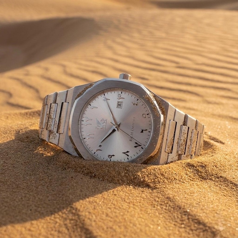 Men's watch with Arabic numerals stainless steel analog quartz sapphire glass designer wristwatch men fashion waterproof watch with Arabic calendar image 7