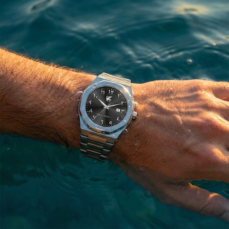 Men's watch with Arabic numerals stainless steel analog quartz sapphire glass designer wristwatch men fashion waterproof watch with Arabic calendar image 14