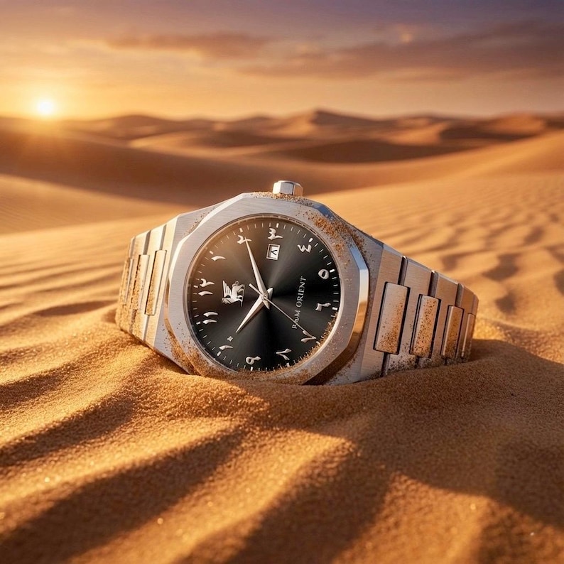 Men's watch with Arabic numerals stainless steel analog quartz sapphire glass designer wristwatch men fashion waterproof watch with Arabic calendar image 3