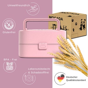 MOCADA® Bento Box für Kinder mit Griff inkl. 216 Sticker Set BPA frei Auslaufbare, nachhaltige Brotdose für Kindergarten & Schule. Bild 4