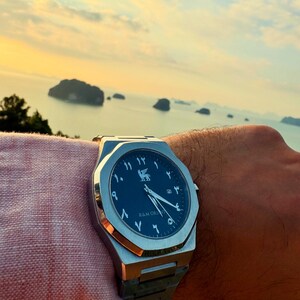 Men's watch with Arabic numerals stainless steel analog quartz sapphire glass designer wristwatch men fashion waterproof watch with Arabic calendar image 15