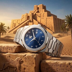 Men's watch with Arabic numerals stainless steel analog quartz sapphire glass designer wristwatch men fashion waterproof watch with Arabic calendar image 4