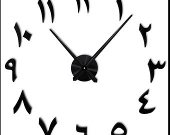 R&M ORIENT 3D Arabic Wall Clock Large Modern Mute DIY - Decoration Gift - Living Room Home Office (Gold)