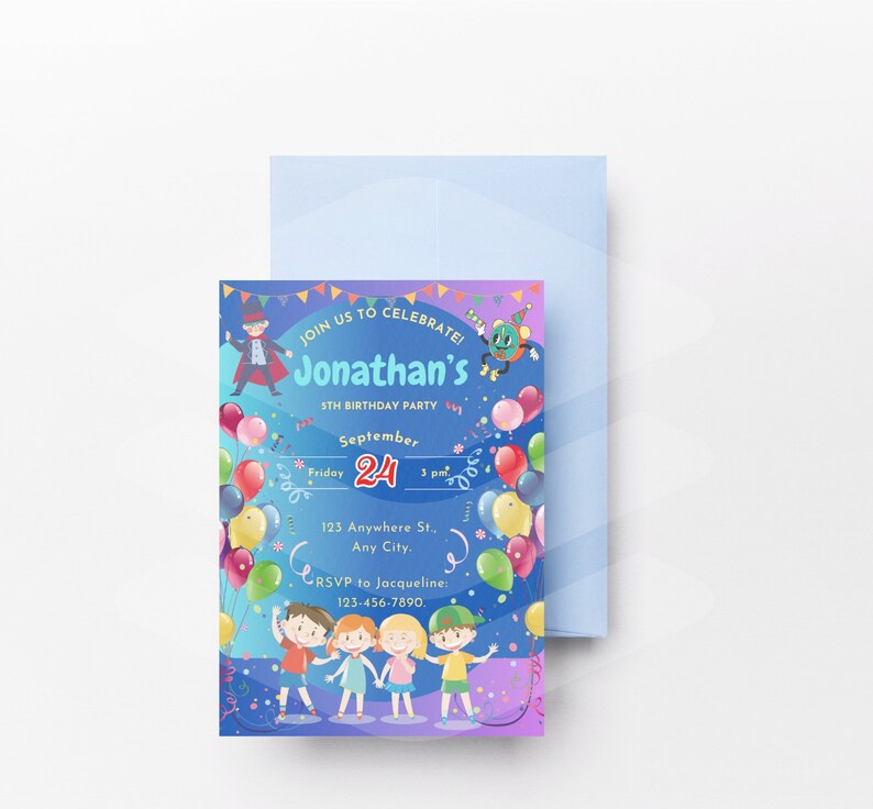 Editable Birthday Invitation, Birthday Party Invite Kids Boy and Girl ...