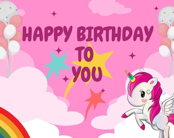 Little Unicorn Printable Digital Birthday Greeting Card for Girls | 1st 2nd 3rd Unicorn Birthday Greeting Card | Pink Greeting Card girls