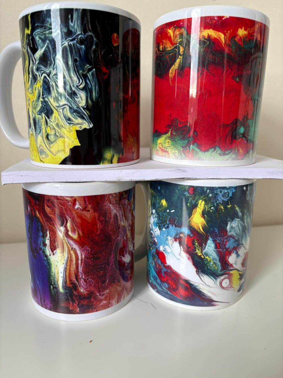 Set B of 4 Bright Original Design Abstract Art Mugs (9oz/250ml) - Etsy