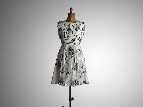 1960s Black and White Party Dress - image 1