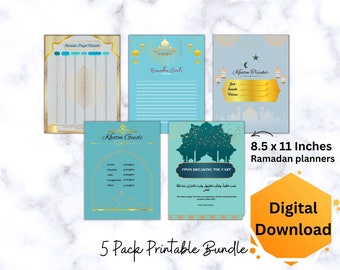 Ramadan Bundle, Ramadan printable planner, Daily Ibadah Planner, Ramadan digital planner and organizer, Ramadan Dua, Quran tracker