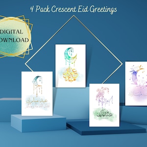 Eid Mubarak Cards/Crescent/Eid Al Fitr/Adha Greetings/Eid Digital/Printable/Eid Download/Multipack Set/Eid Gifts/Fairytale theme