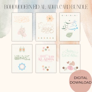 Eid Mubarak Cards/BohoModern/Multipack digital card set/Eid Al Adha/Fitr Greetings/Aesthetic Cards/Minimalist Greetings/Eid card printable