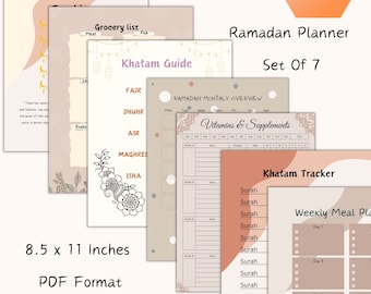 Ramadan Planner/Meal Planner/2024/Ramadan Mubarak/Khatam Guide/Surah Tracker/Supplement tracker/Kids/Teens/Adults/Ramadan Gifts