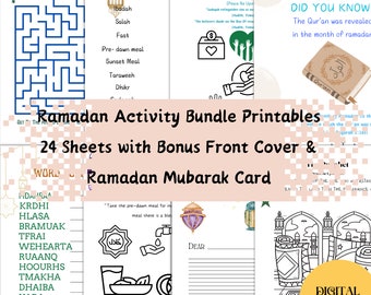 Ramadán Mubarak/Actividad de Ramadán imprimible/Regalos de Ramadán/Hojas de actividades para niños/Impresiones de Ramadán/Niños de Ramadán/Coloración de Ramadán