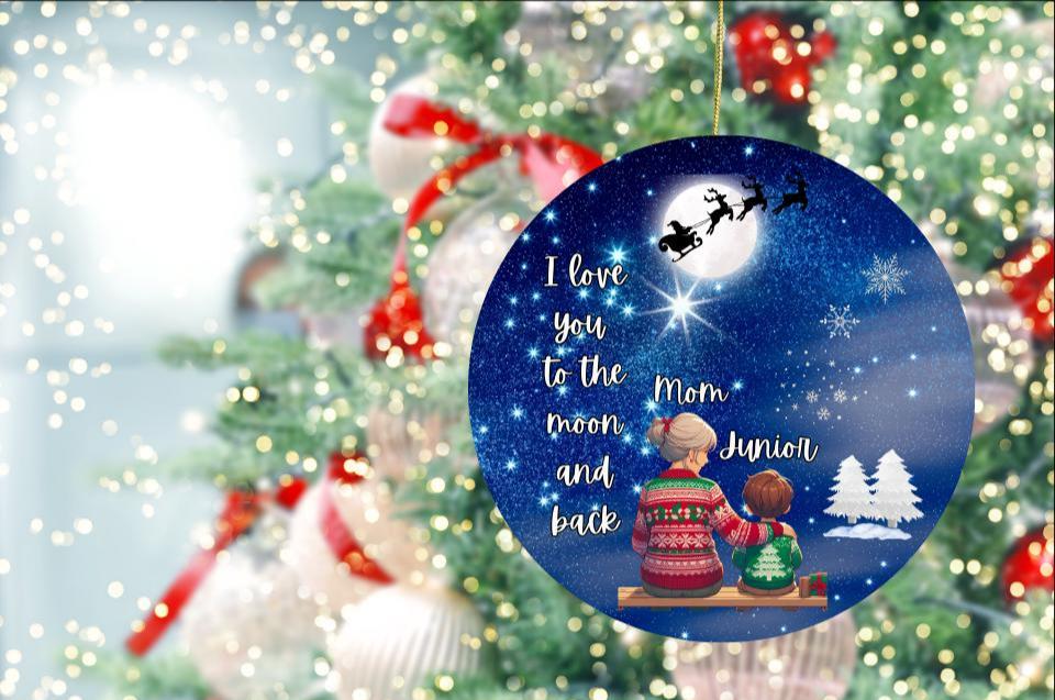 I Love You to the Moon and Back Mom- Son Ornament PNG - Etsy