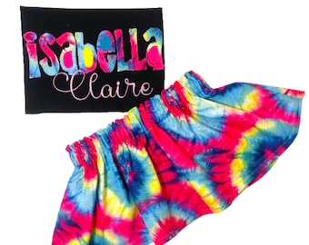 Personalized sweatshirt and skirt outfit for toddlers girls, Tie-dye skirt, Name sweatshirt