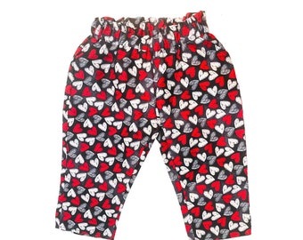 Pantalones para niños pequeños, Pantalones para el día de San Valentín, Pantalones en tela de tierra cand, Pantalones de tela de abeja para niños, Pantalones de tela Tie dye para niños