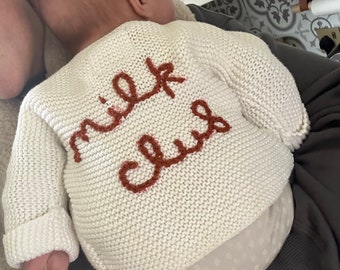 Embroidered milk club baby cardigan