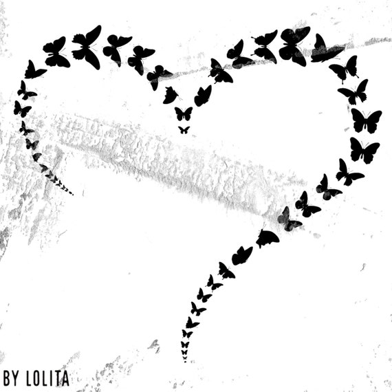 Butterfly Heart SVG PNG Black Butterfly Butterfly Svg Png Etsy