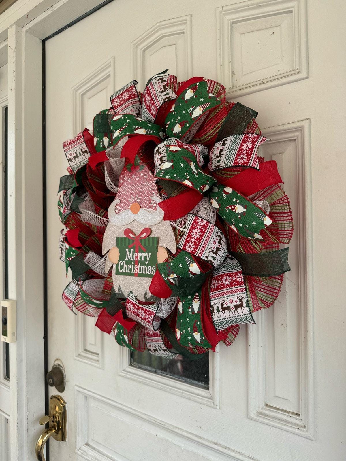 Couronne De Noël à LED Avec Lutins – Décoration De Porte Ou Mur, 30x50 Cm – Thème Suédois, Lumières Douces
