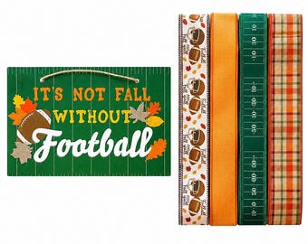 Kit para Guirlanda de Futebol Americano, Placa "Não é Outono Sem Futebol Americano", Kit para Guirlanda de Outono "Faça Você Mesmo", Pacote de Fitas de Futebol Americano, Materiais para Guirlanda de Outono