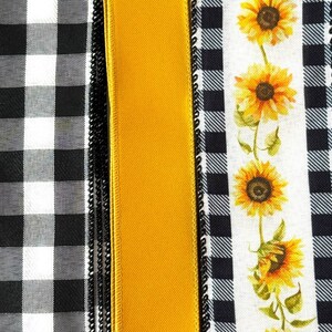 Zonnebloemkrans voor vrachtwagen | Herfstkrans voor thuis | Zelfgemaakte boerderijkrans | Zonnebloemdecoratie met buffelruitpatroon | Herfstknutselpakket afbeelding 10